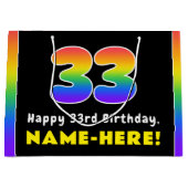 33. Geburtstag: Farbiger Regenbogen # 33, Individu Große Geschenktüte (Vorderseite)