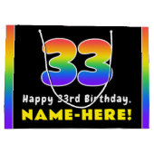 33. Geburtstag: Farbiger Regenbogen # 33, Individu Große Geschenktüte (Rückseite)
