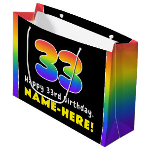 33. Geburtstag: Farbiger Regenbogen # 33, Individu Große Geschenktüte