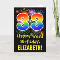 33. Geburtstag: Fun Fireworks Muster + Regenbogen 