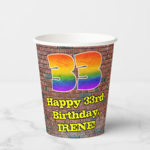 33. Geburtstag: Fun Graffiti-Inspiriert Regenbogen Pappbecher