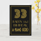 33. Geburtstag: Kunst-Deko inspirierter Blick "33" Karte (Gelbe Blume)