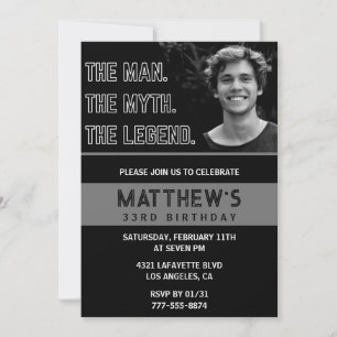33. Geburtstag lädt den Mann der Legende ein Einladung