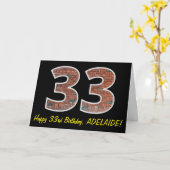 33. Geburtstag - Mauerstück "33" w/ Name Karte (Gelbe Blume)