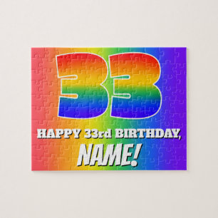 33. Geburtstag — mehrfarbiges Regenbogenmuster "33 Puzzle