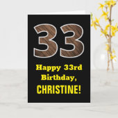 33. Geburtstag: Name, Imitate Holzkörnchen Muster Karte (Gelbe Blume)