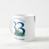 33. Geburtstag oder Jubiläum Pfauenfeder Kaffeetasse (Vorderseite Links)