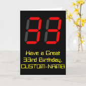 33. Geburtstag: Red Digital Clock Style "33" + Nam Karte (Gelbe Blume)