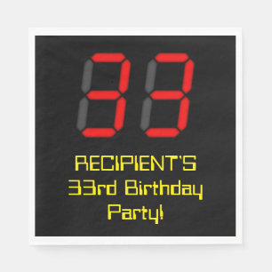 33. Geburtstag: Red Digital Clock Style "33" + Nam Serviette
