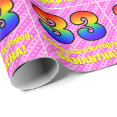 33. Geburtstag: Rosa Streifen & Herz, Regenbogen # Geschenkpapier (Rolleneckpunkt)