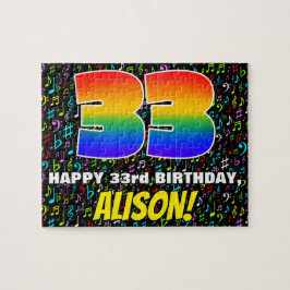 33. Geburtstag — Spaß, farbenfrohe Musiksymbole &  Puzzle
