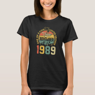 33. Geburtstag Vintag im November 1989 33 Jahre al T-Shirt