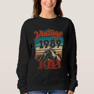 33 Geburtstag Vintag Juli 1989 Retro Sunset Sweatshirt