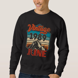 33 Geburtstag Vintag Juni 1989 Retro Sunset Sweatshirt