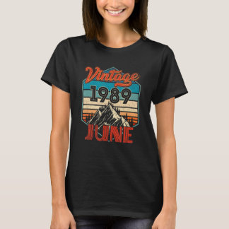 33 Geburtstag Vintag Juni 1989 Retro Sunset T-Shirt