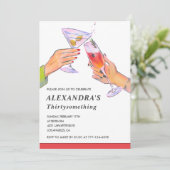 33. Geburtstags Einladung Cocktail Spaß Frau (Stehend Vorderseite)