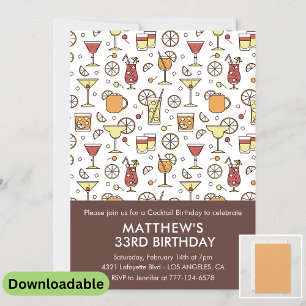 33. Geburtstags Einladung Cocktail Stilvolles Must