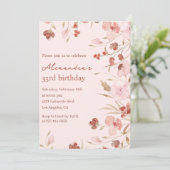33. Geburtstagseinladung Boho Floral Chic Einladung (Stehend Vorderseite)