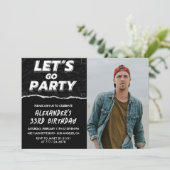 33. Geburtstagseinladung Men Black Foto Einladung (Stehend Vorderseite)