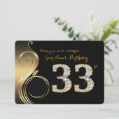 33., Geburtstagseinladung, Number Diamond, Foto Einladung (Stehend Vorderseite)