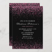 33. Geburtstagseinladungen Glam Pink Glitzer Einladung (Vorne/Hinten)