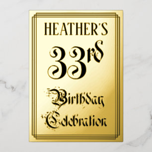 33. Geburtstagsfeier — Elegantes Skript + Benutzer Folieneinladung