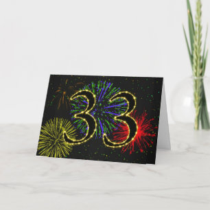 33. Geburtstagskarte mit Feuerwerk Karte