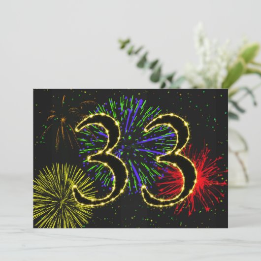33. Geburtstagsparty Einladung (Stehend Vorderseite)