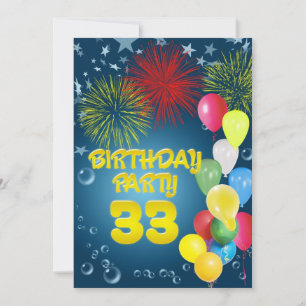 33. Geburtstagsparty Einladung mit Ballons