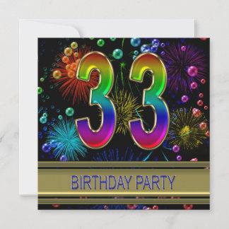 33. Geburtstagsparty Einladung mit Blasen