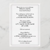 33. Geburtstagsparty — Elegantes Script + Individu Folieneinladung (Rückseite)