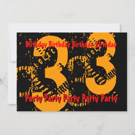 33. Gold Red Black Birthday PartyTemplate Einladung (Vorderseite)