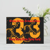 33. Gold Red Black Birthday PartyTemplate Einladung (Stehend Vorderseite)