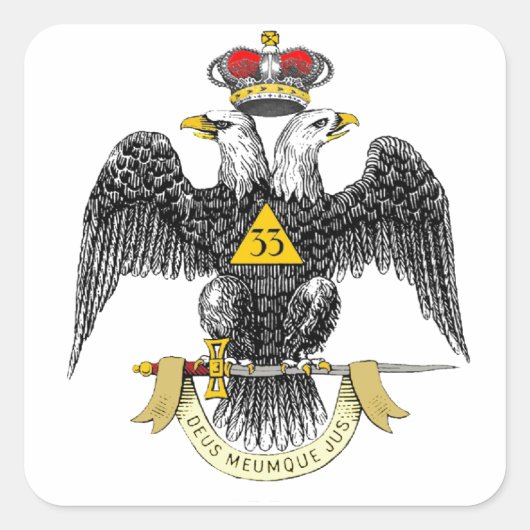 33. Grad-schottisches Ritus-Schwarzes Eagle Quadratischer Aufkleber (Vorderseite)