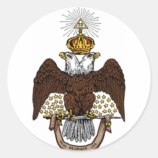 33. Grad Scottish Rite Brown Eagle Runder Aufkleber (Vorderseite)