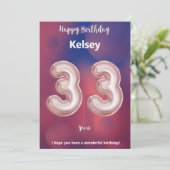 33 Jahre alte Happy Birthday Card (Stehend Vorderseite)