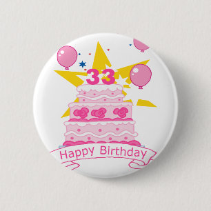 33-jähriger Geburtstagskuchen Button