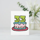 33-jähriger Geburtstagskuchen Postkarte (Stehend Vorderseite)