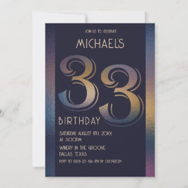 33. lila und goldener Geburtstag Einladung