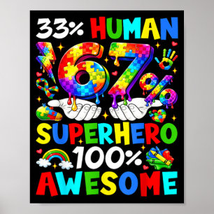 33 Mensch 67 Superheld Autismuserkennung Lustig Mä Poster