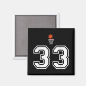 33 Number Basketball Style Vintag White Magnet (Vorderseite/Rückseite)