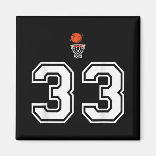 33 Number Basketball Style Vintag White Magnet