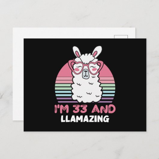33 Year Old Bday Llamazing 33rd Birthday Llama Postkarte (Vorne/Hinten)