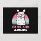 33 Year Old Bday Llamazing 33rd Birthday Llama Postkarte (Vorderseite)