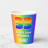 33rd Birthday: Colorful, Fun Rainbow Pattern # 33 Pappbecher (Vorderseite)