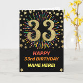 33rd Birthday Fireworks Rainbow Gold Fun Karte (Gelbe Blume)