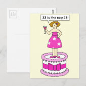 33rd Birthday Humor for Her Postkarte (Vorne/Hinten)