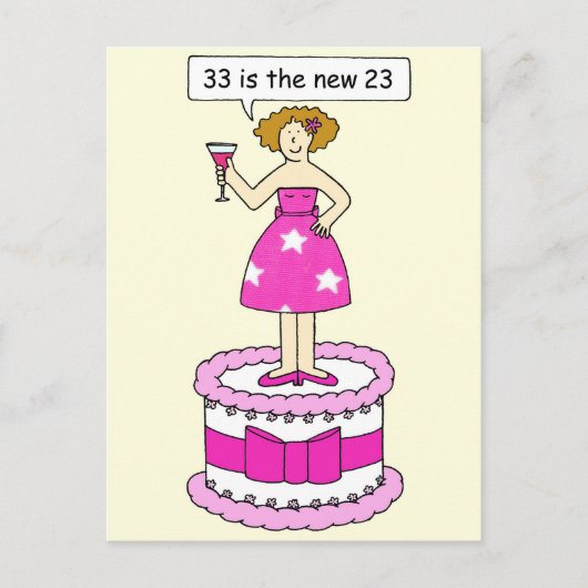 33rd Birthday Humor for Her Postkarte (Vorderseite)
