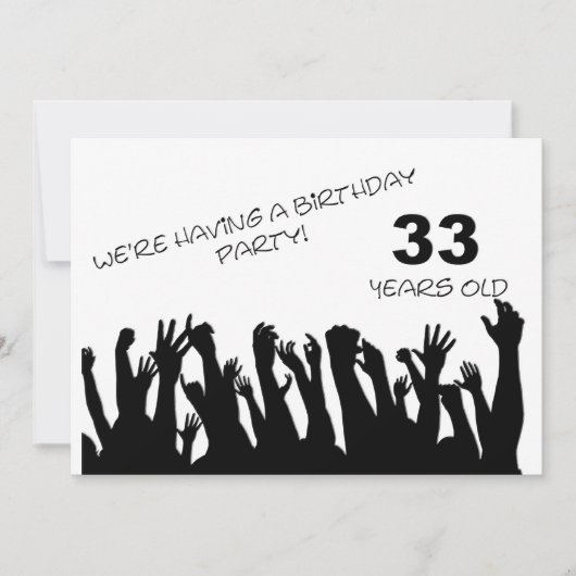33rd party invitation with cheering crowds einladung (Vorderseite)