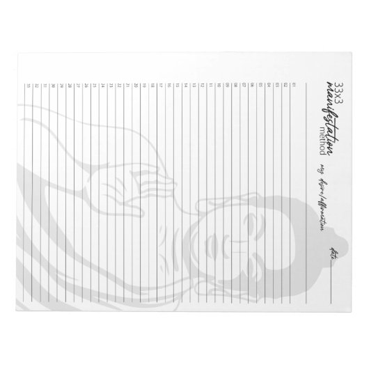 33x3 Manifestationsmethode,Buddha Gesetz der Anzie Notizblock (Vorderseite)